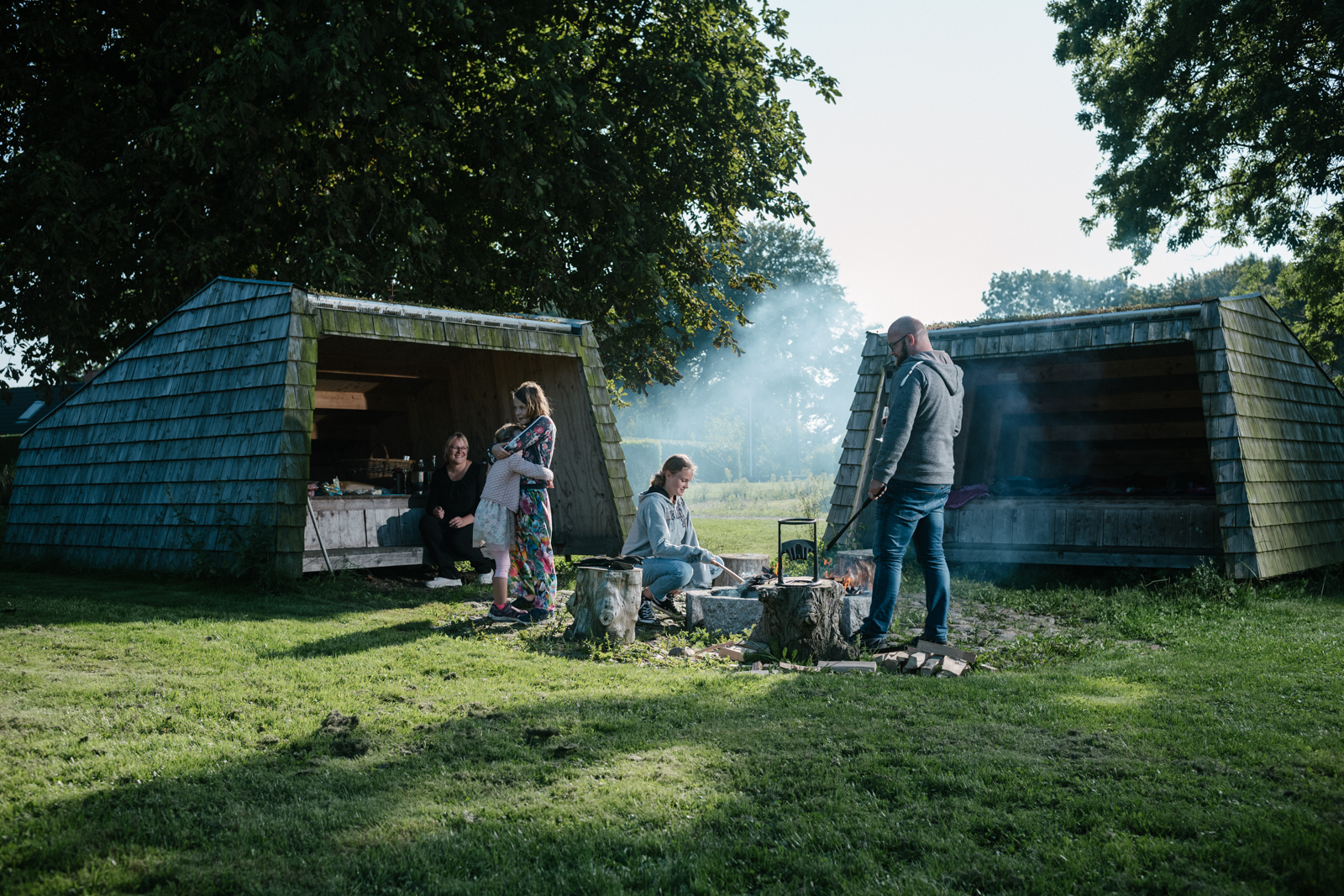 Familie, der er på sheltertur på Nordfyn.
