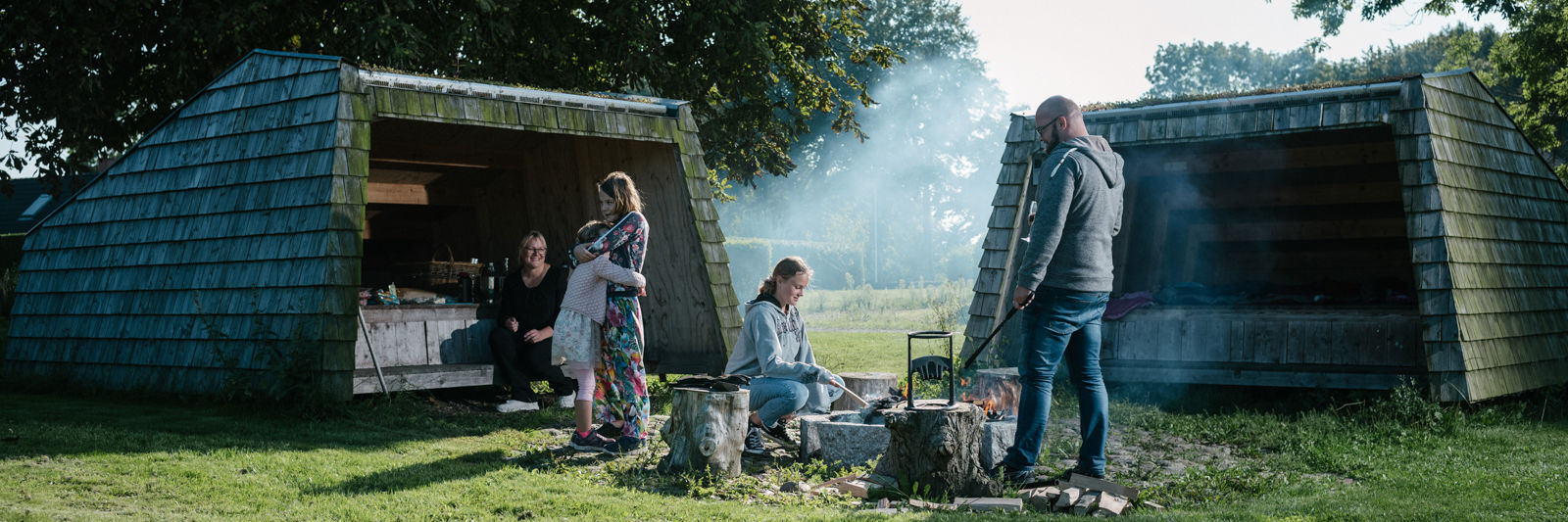 Familie, der er på sheltertur på Nordfyn.