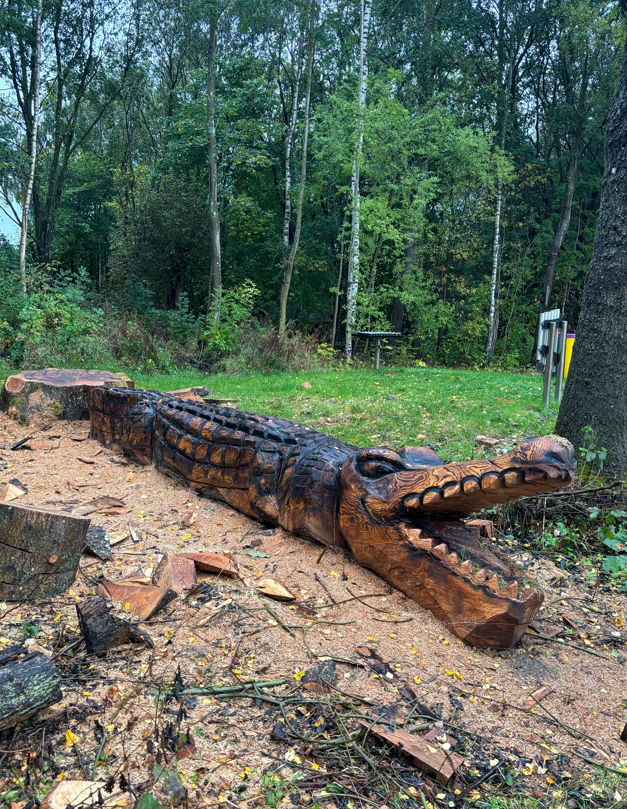 Træskulptur af krokodille