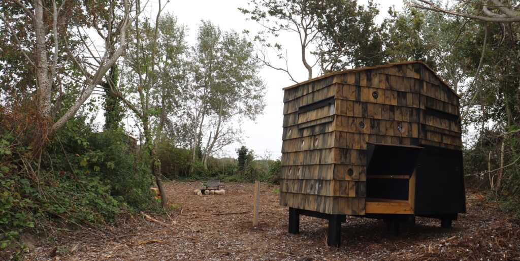Shelterplads ved Skåstrup Strand på Nordfyn.